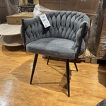 Set van 6 eetkamerstoelen, antraciet stof, zwarte poten